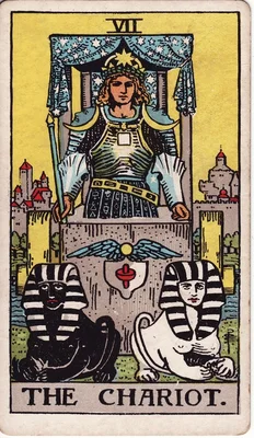 VII. The Chariot — Cancer. Rider–Waite deck, 1909
